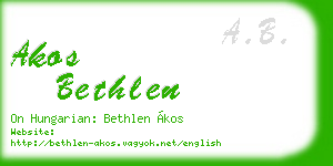 akos bethlen business card
