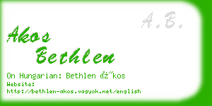 akos bethlen business card